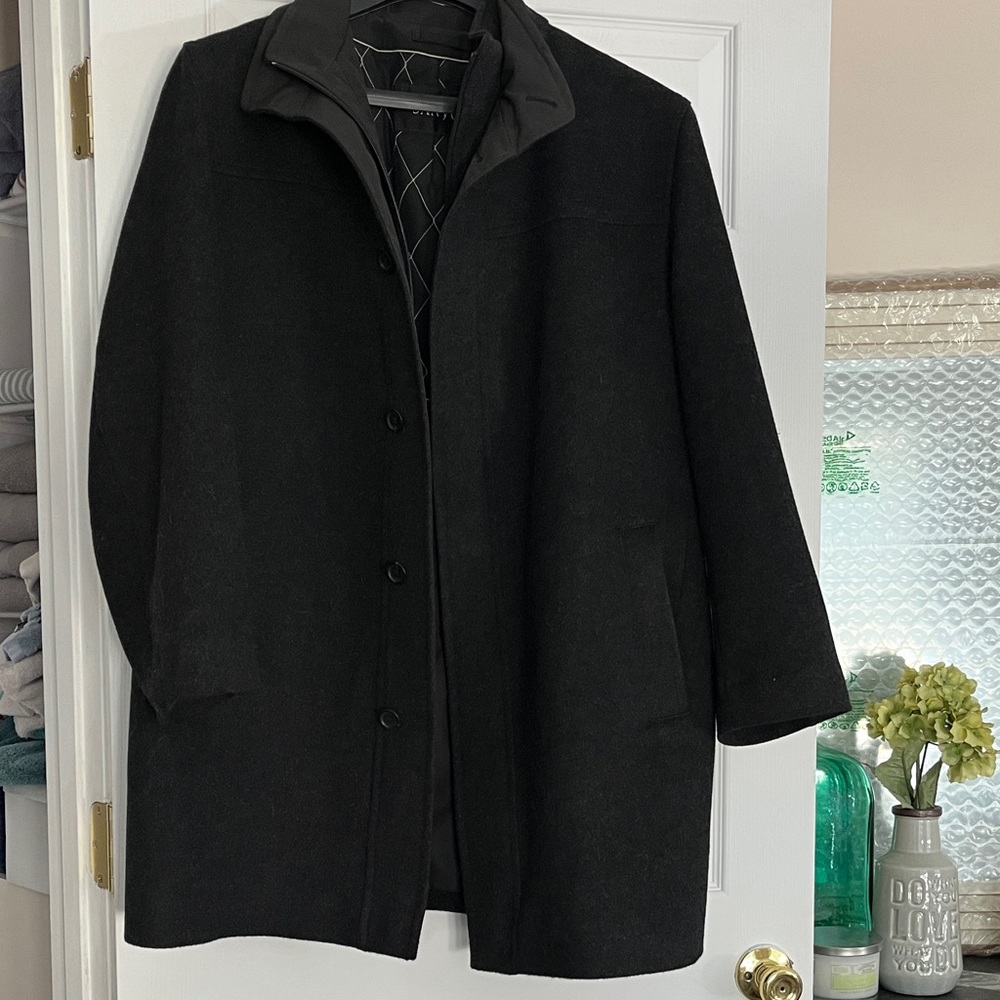Sanyo Men's Black Wool Coat